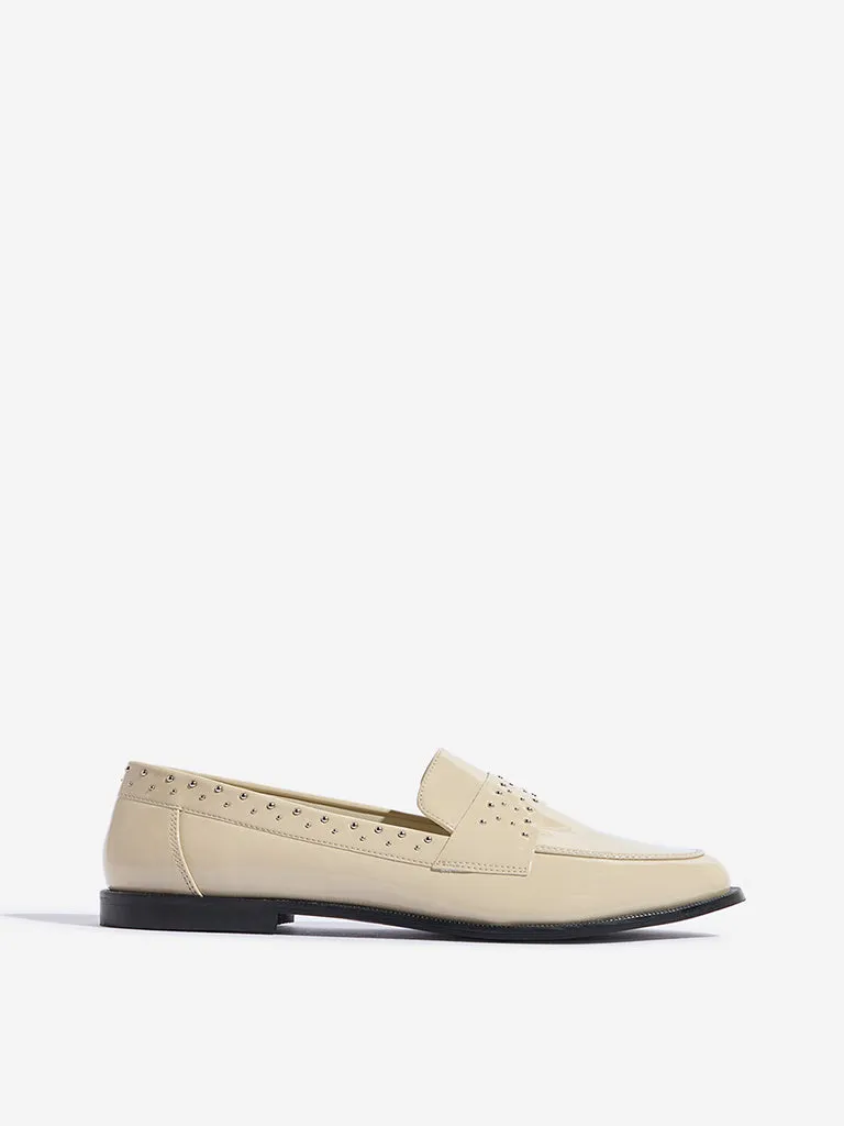 LUNA BLU Ivory Stud-Detailed Loafers