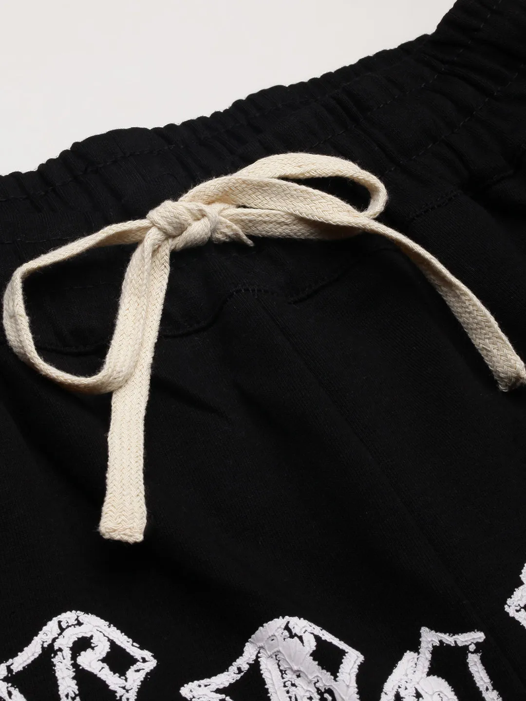 Men Black Graphic Printed Cotton Shorts