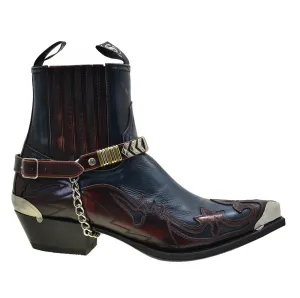 Men's Cowboy Boots Sendra 4660 Harness Red Blue Leather Cuban Heel