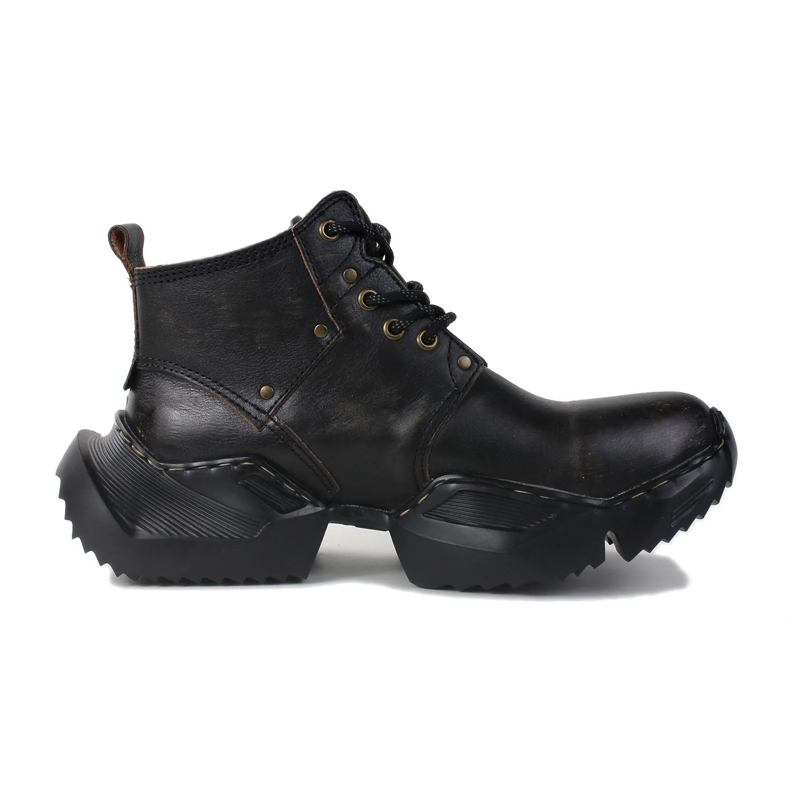 Men's Leather athletic walking Moto Boots OS-5008-S-1