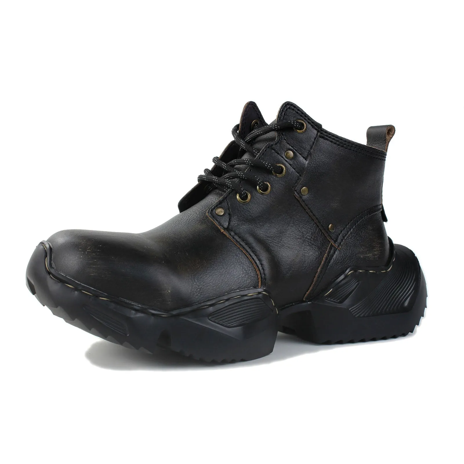 Men's Leather athletic walking Moto Boots OS-5008-S-1