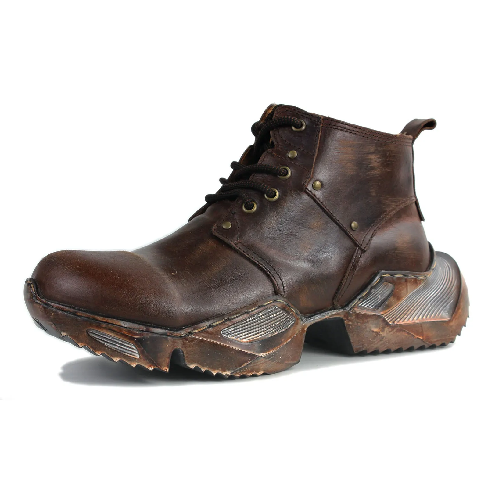 Men's Leather athletic walking Moto Boots OS-5008-S-1