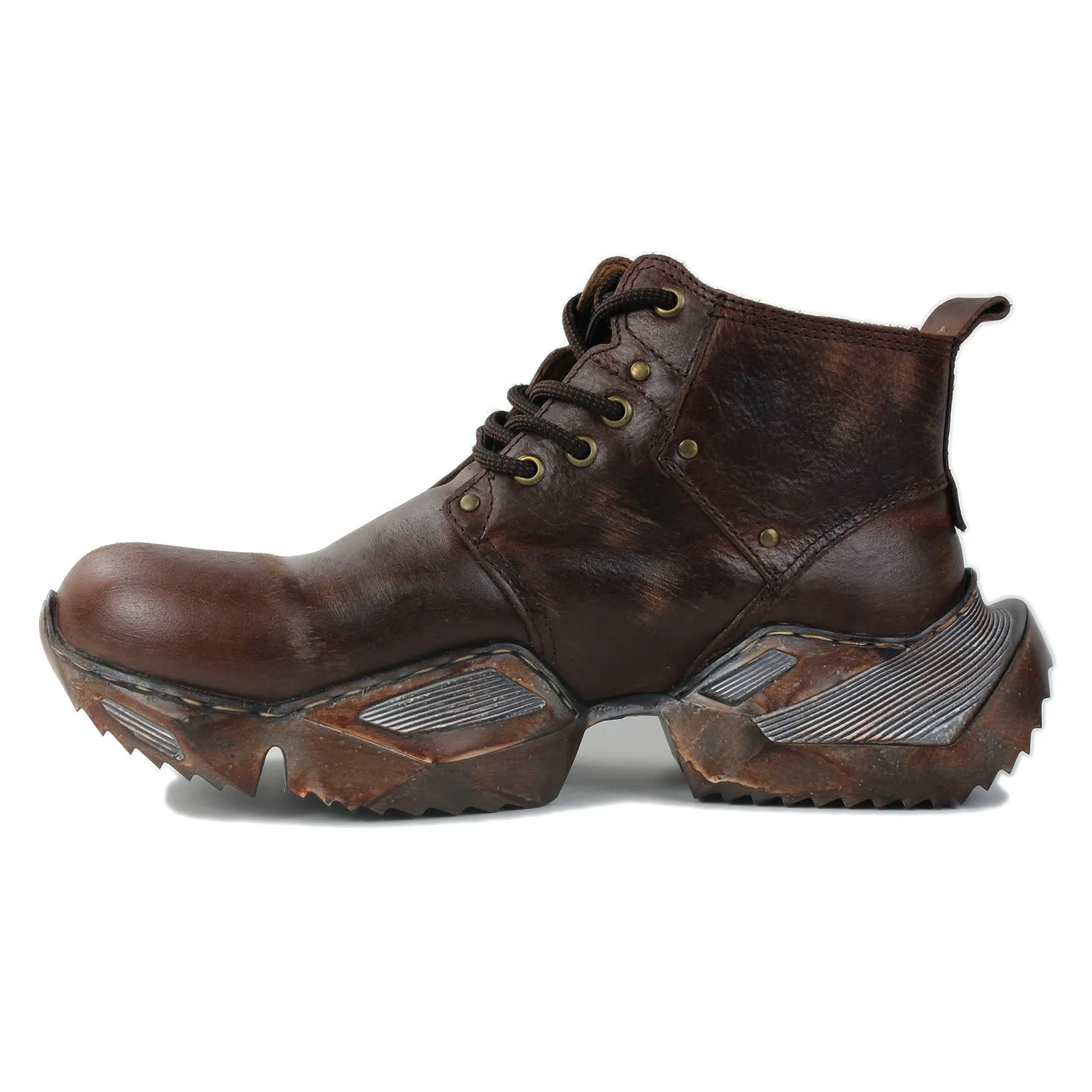 Men's Leather athletic walking Moto Boots OS-5008-S-1