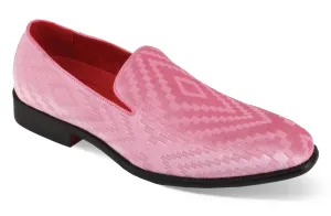 Mens Soft Pink Geometric Velvet Design Dress Loafers Shoes After Midnight 6992 S