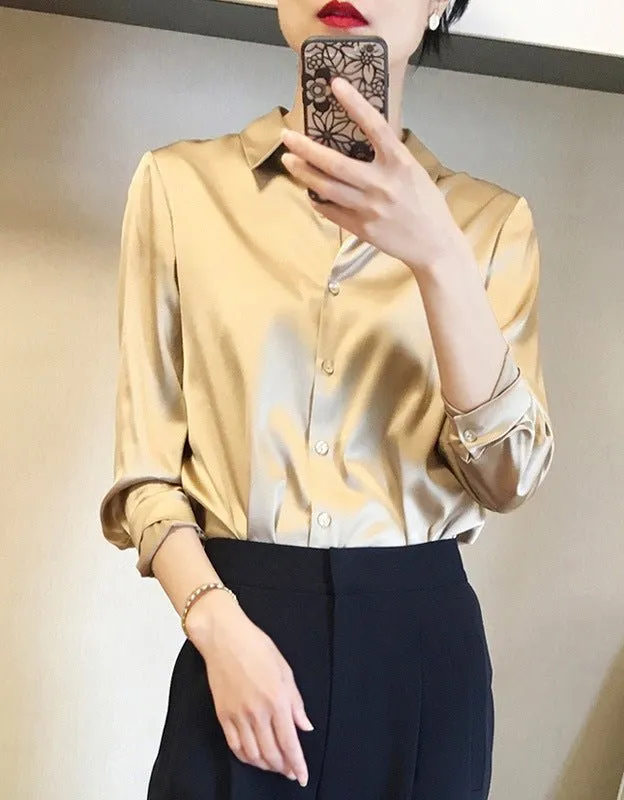 MS044 Commuter Satin Long Sleeve Shirt