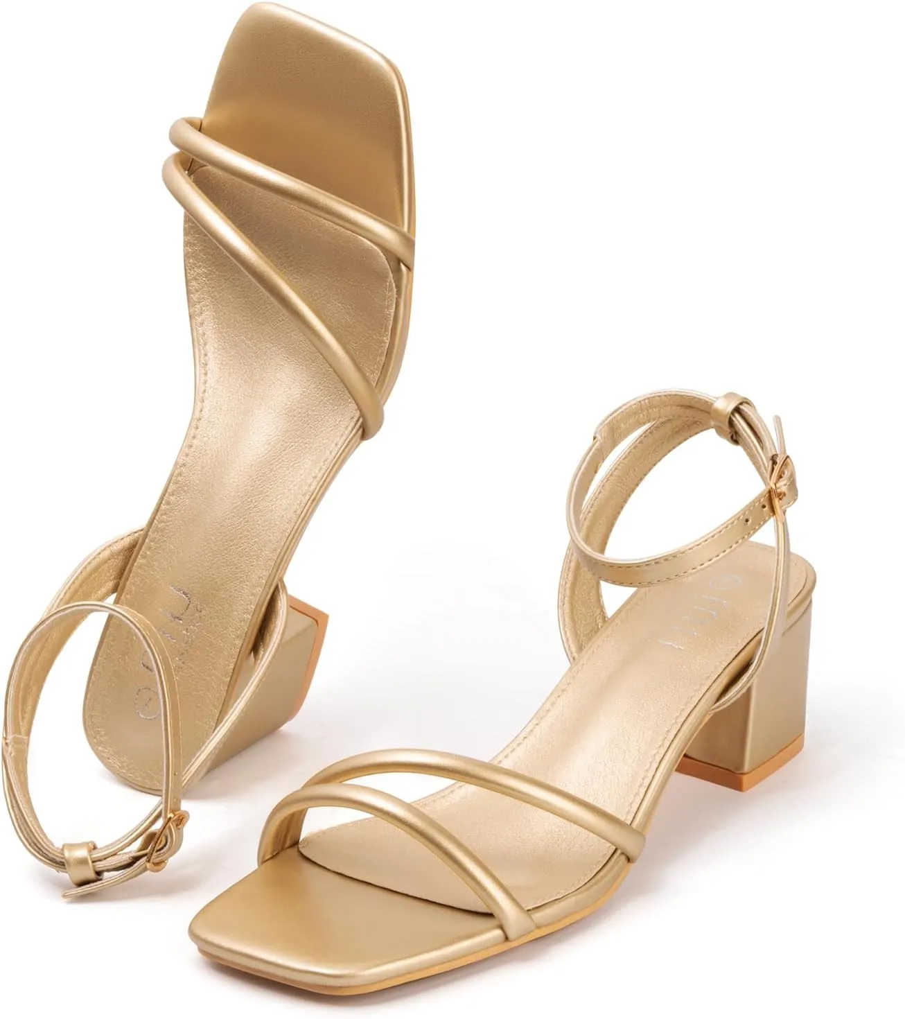 MUSSHOE Block Heeled Prom Heels Sandals for Women Chunky Square Open Toe Strappy High Heels Ankle Buckle Sandals Party Wedding Bridal Dress Shoes