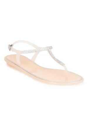 Nude PVC Clear Strap Flat Sandals