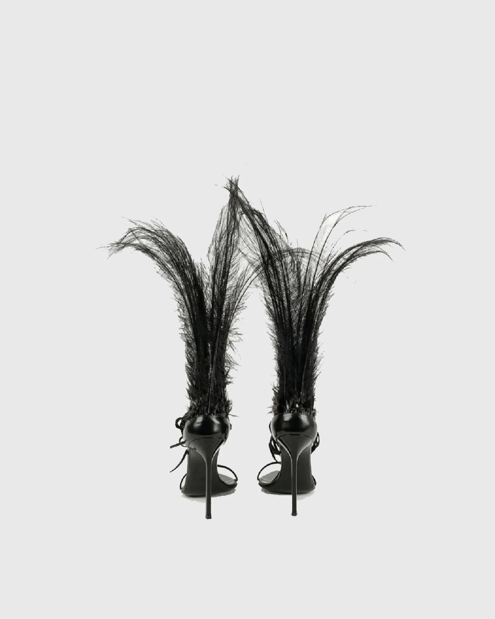 Oliva Feather Lace Up Sandals In Black