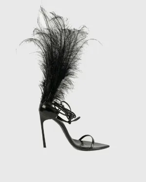 Oliva Feather Lace Up Sandals In Black