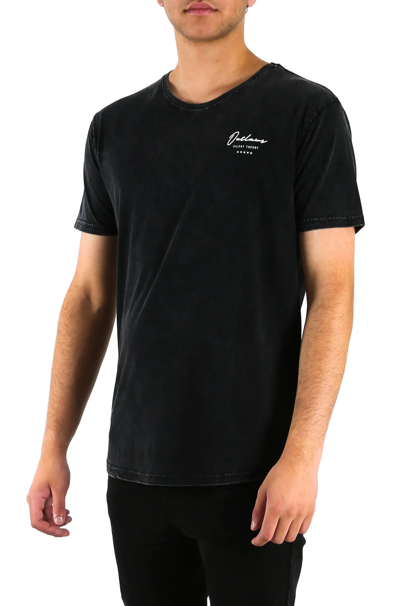 Outlaw Script Tee Washed Black