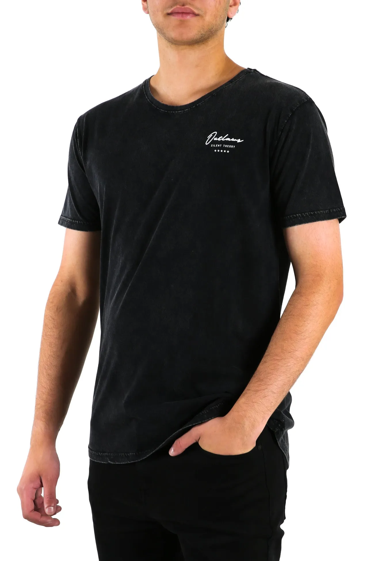 Outlaw Script Tee Washed Black