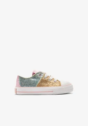 Patchwork Glitter Low Sneakers