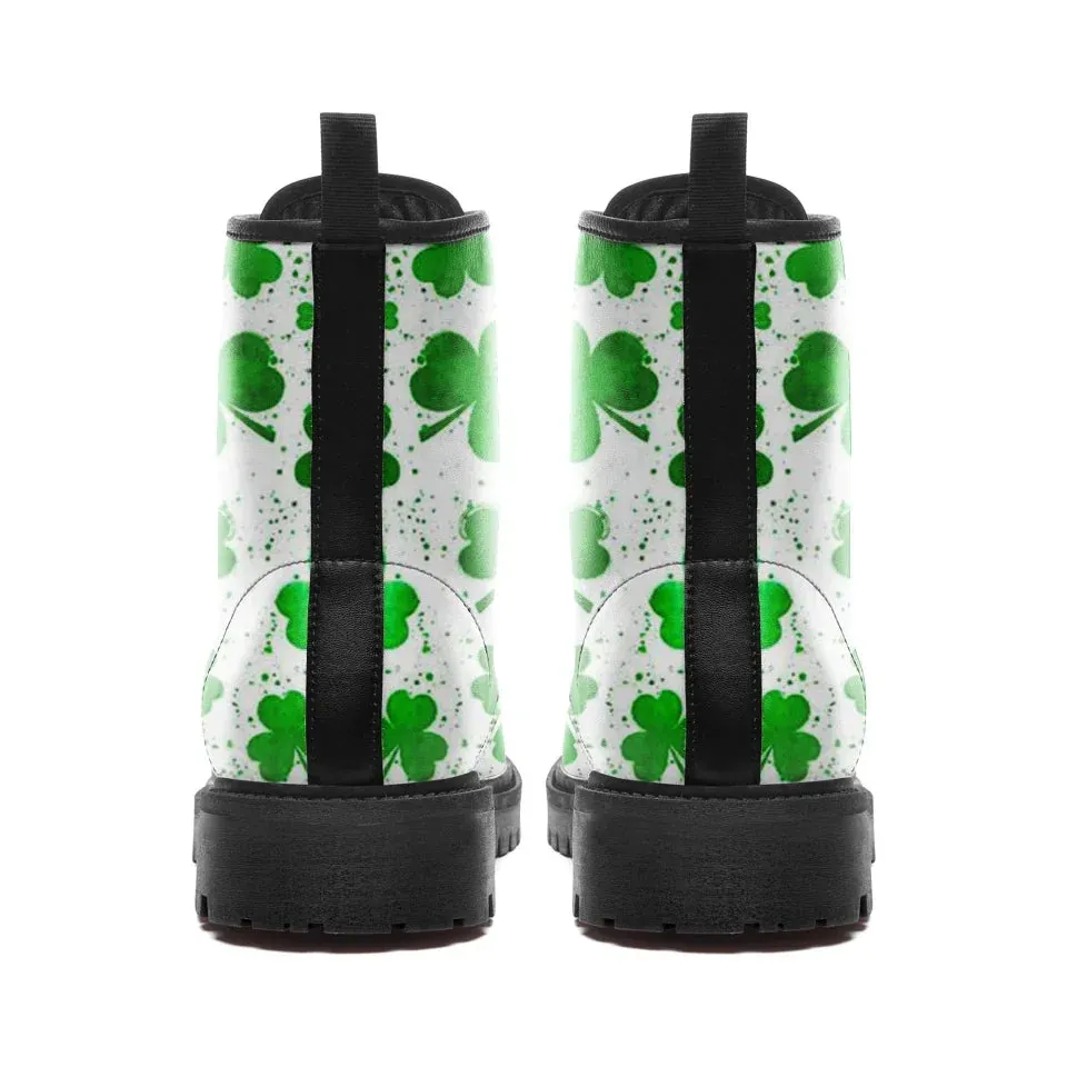 Personalized Irish Spirit Boots, Custom Green Vibes Ankle Winter Boots, St. Patrick’s Unisex Boots