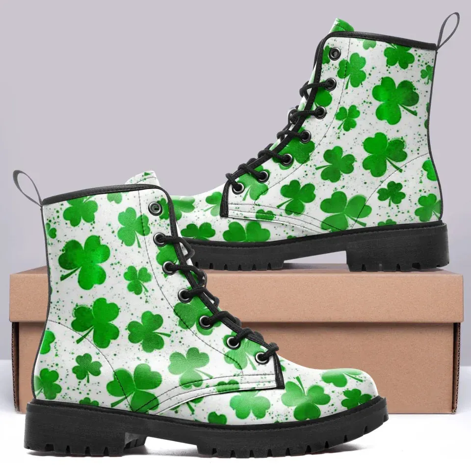Personalized Irish Spirit Boots, Custom Green Vibes Ankle Winter Boots, St. Patrick’s Unisex Boots
