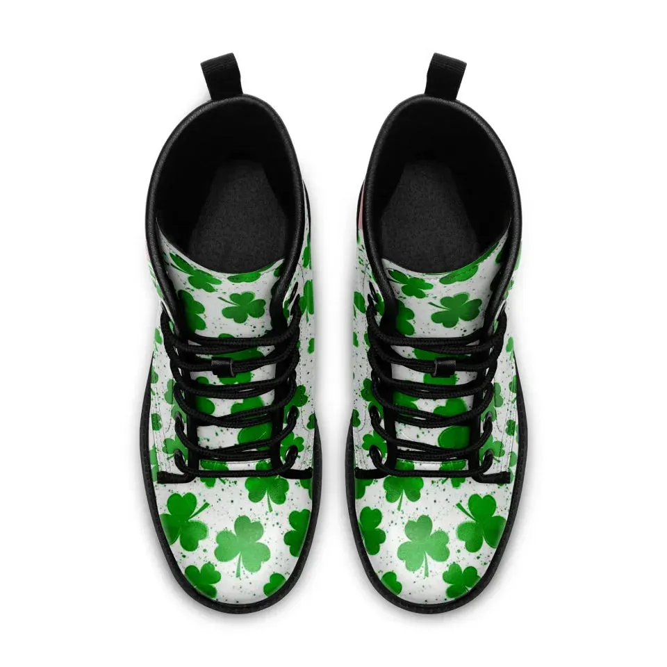 Personalized Irish Spirit Boots, Custom Green Vibes Ankle Winter Boots, St. Patrick’s Unisex Boots