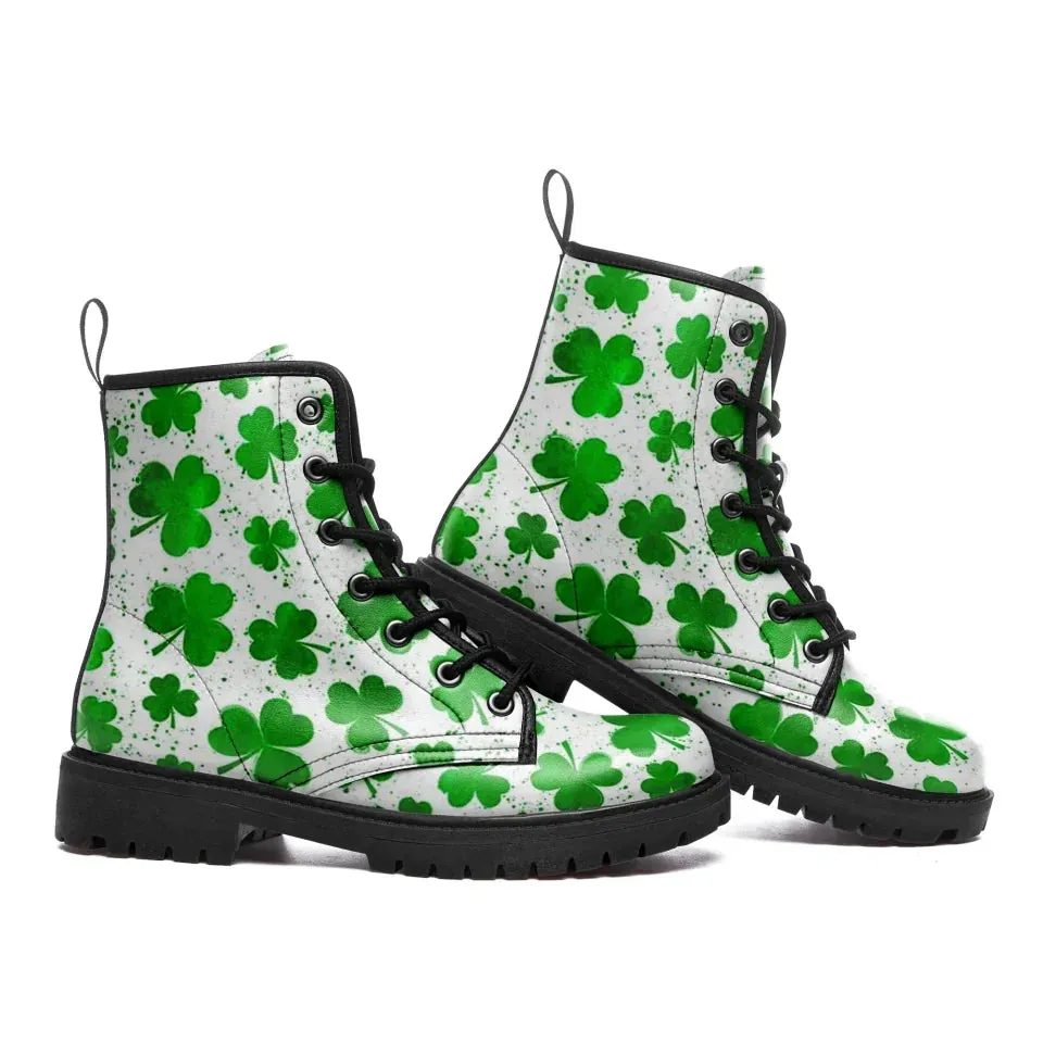Personalized Irish Spirit Boots, Custom Green Vibes Ankle Winter Boots, St. Patrick’s Unisex Boots