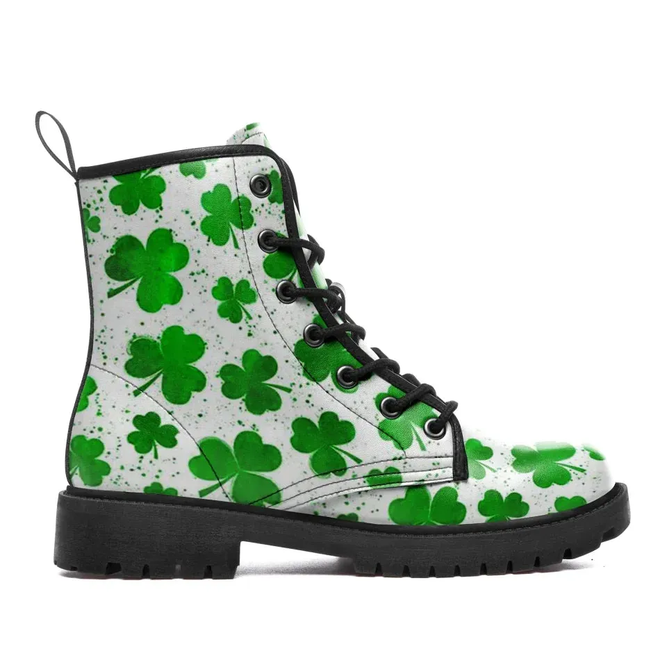 Personalized Irish Spirit Boots, Custom Green Vibes Ankle Winter Boots, St. Patrick’s Unisex Boots
