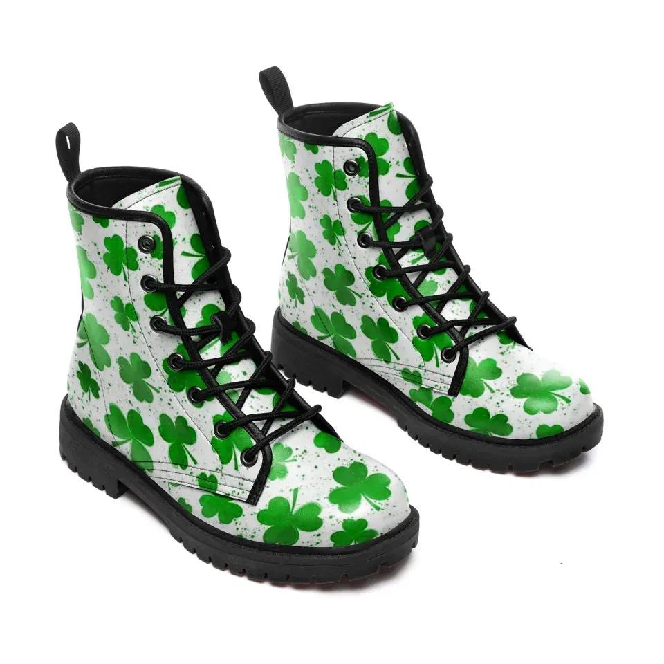 Personalized Irish Spirit Boots, Custom Green Vibes Ankle Winter Boots, St. Patrick’s Unisex Boots