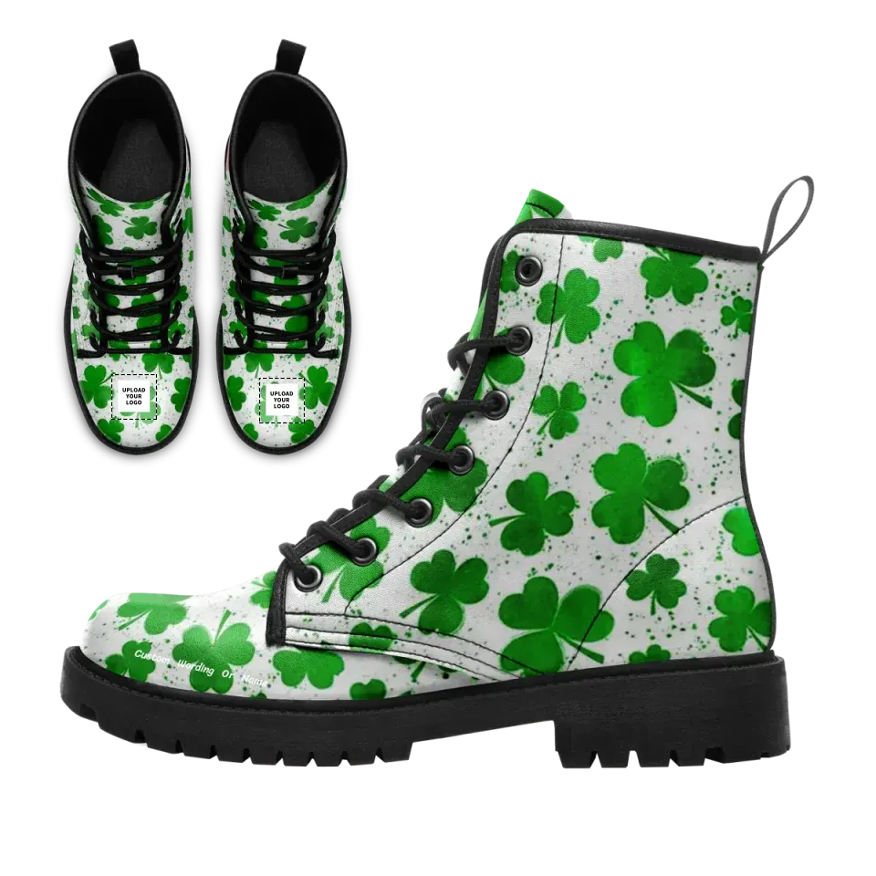 Personalized Irish Spirit Boots, Custom Green Vibes Ankle Winter Boots, St. Patrick’s Unisex Boots