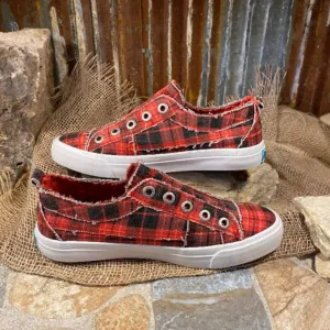 Play Red Plaid Canvas Slip On Sneaker