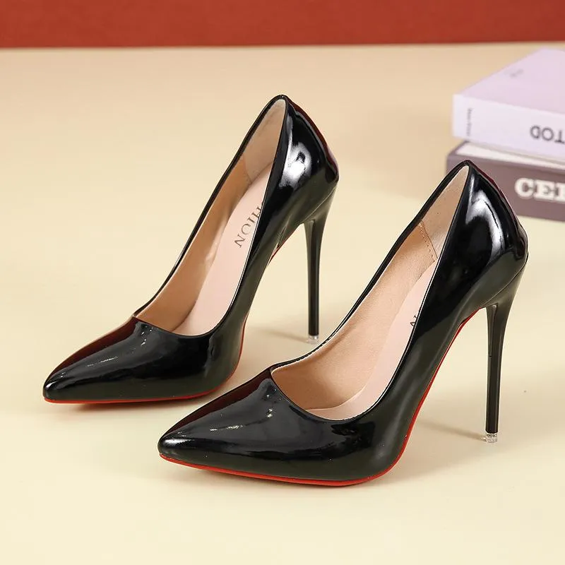PU patent leather 12cm stiletto high heels pumps candy color sexy pointed toe pumps