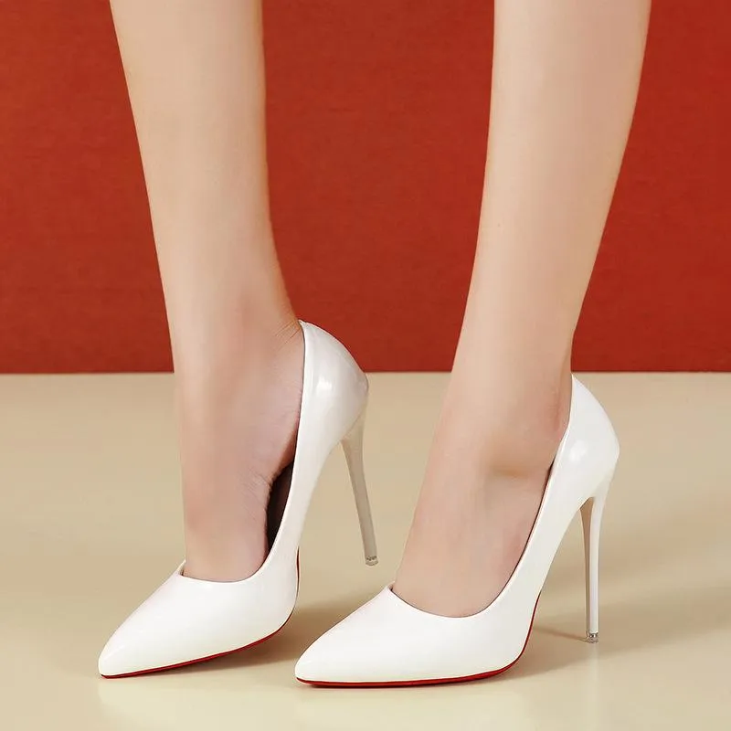 PU patent leather 12cm stiletto high heels pumps candy color sexy pointed toe pumps
