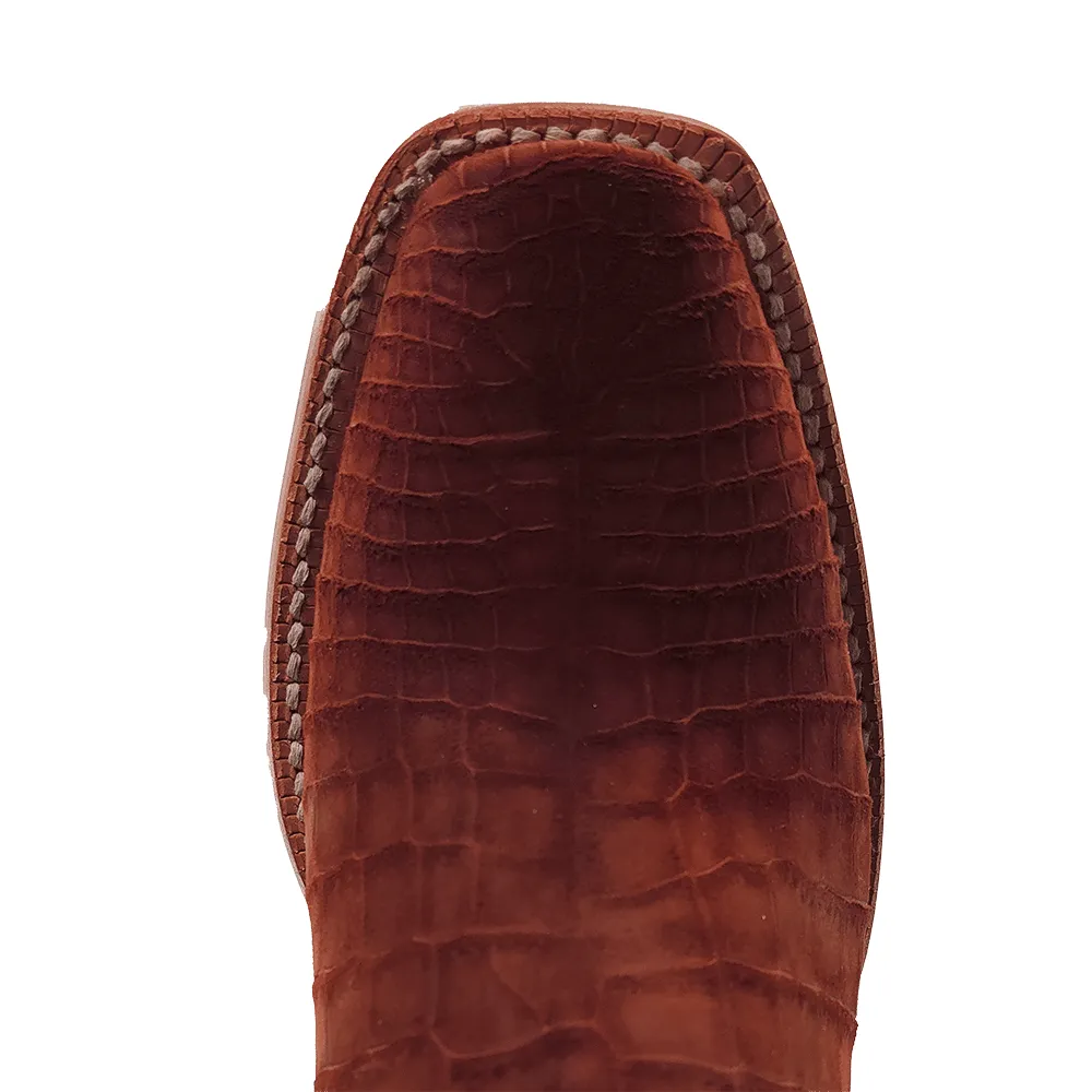 R. WATSON Women's Cognac Sueded Nile Crocodile WESTERN BOOTS RWL9012-01