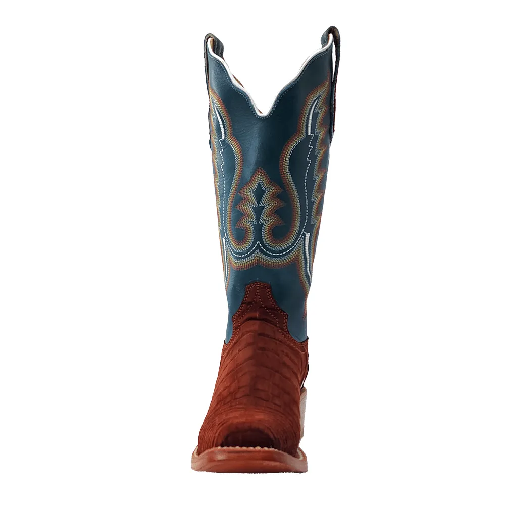 R. WATSON Women's Cognac Sueded Nile Crocodile WESTERN BOOTS RWL9012-01