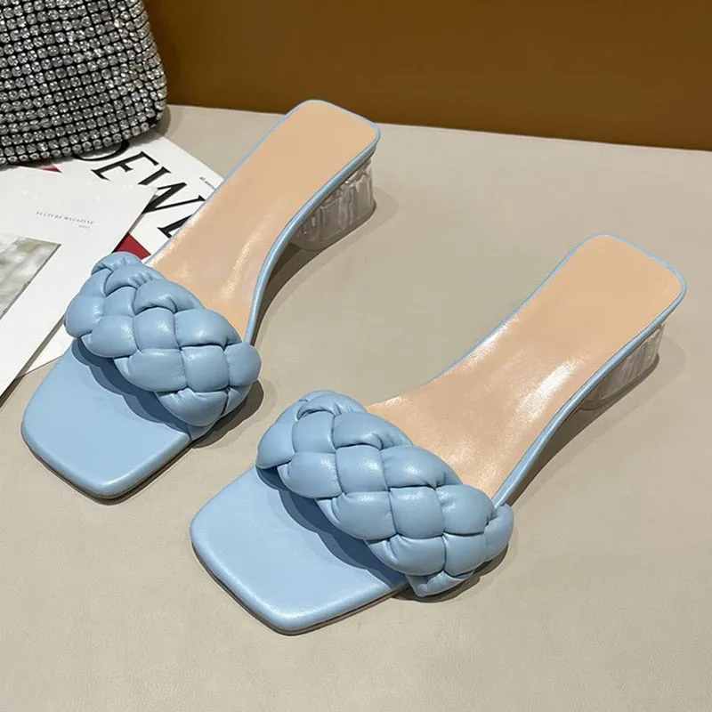 Rope Lattice Peep Toe Designer Platform Heel Women Outside Sippers Shoes