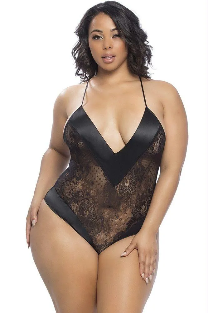 Roxanne All Over Black Lace Teddy in 1X