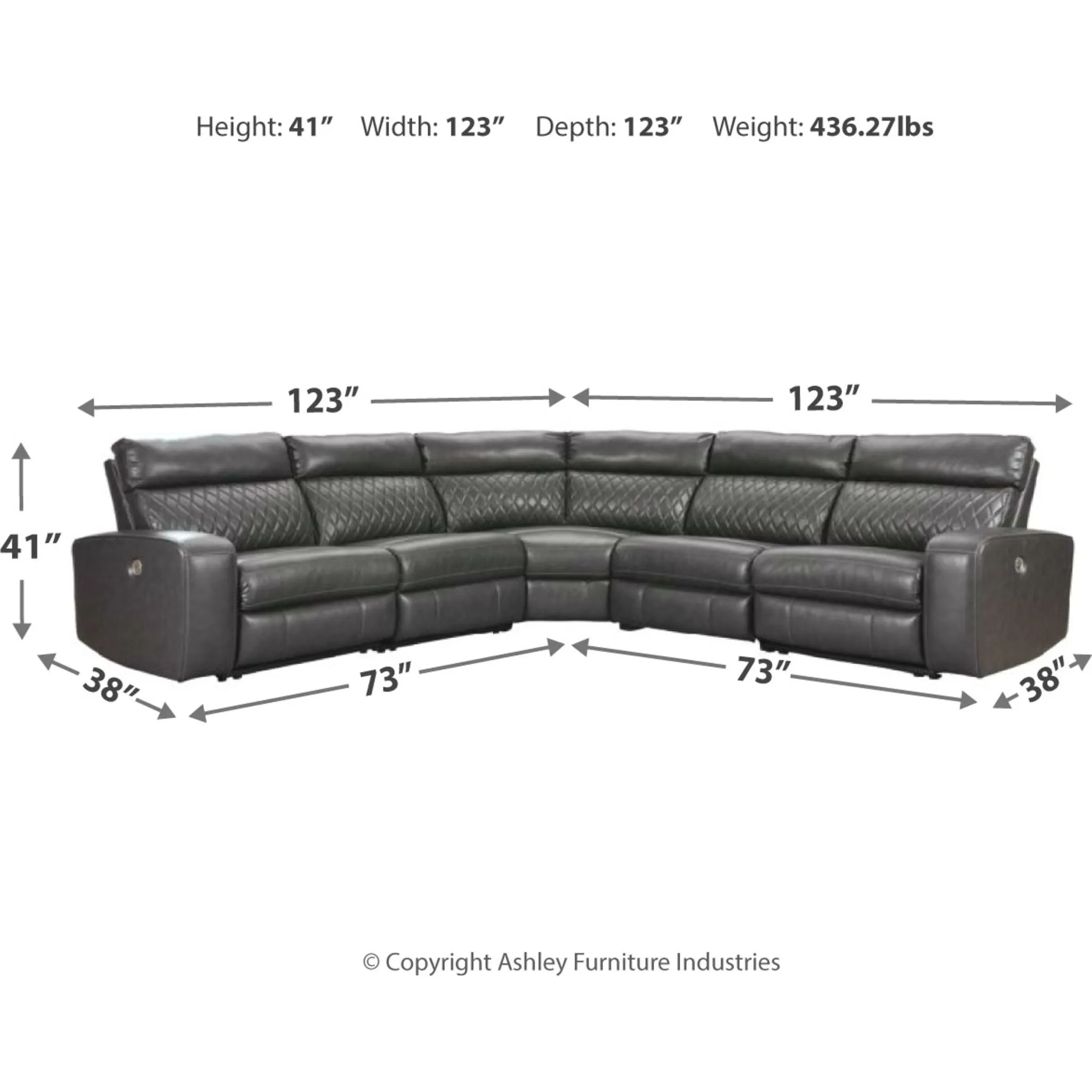 Samperstone 5 Piece Power Reclining Sectional