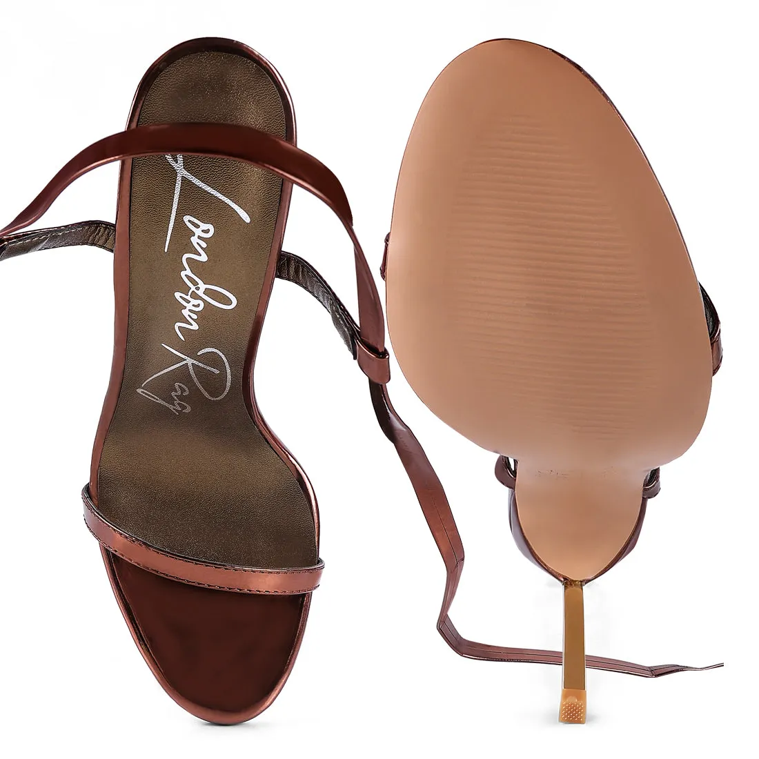 Stiletto Lace Up Sandal in Brown