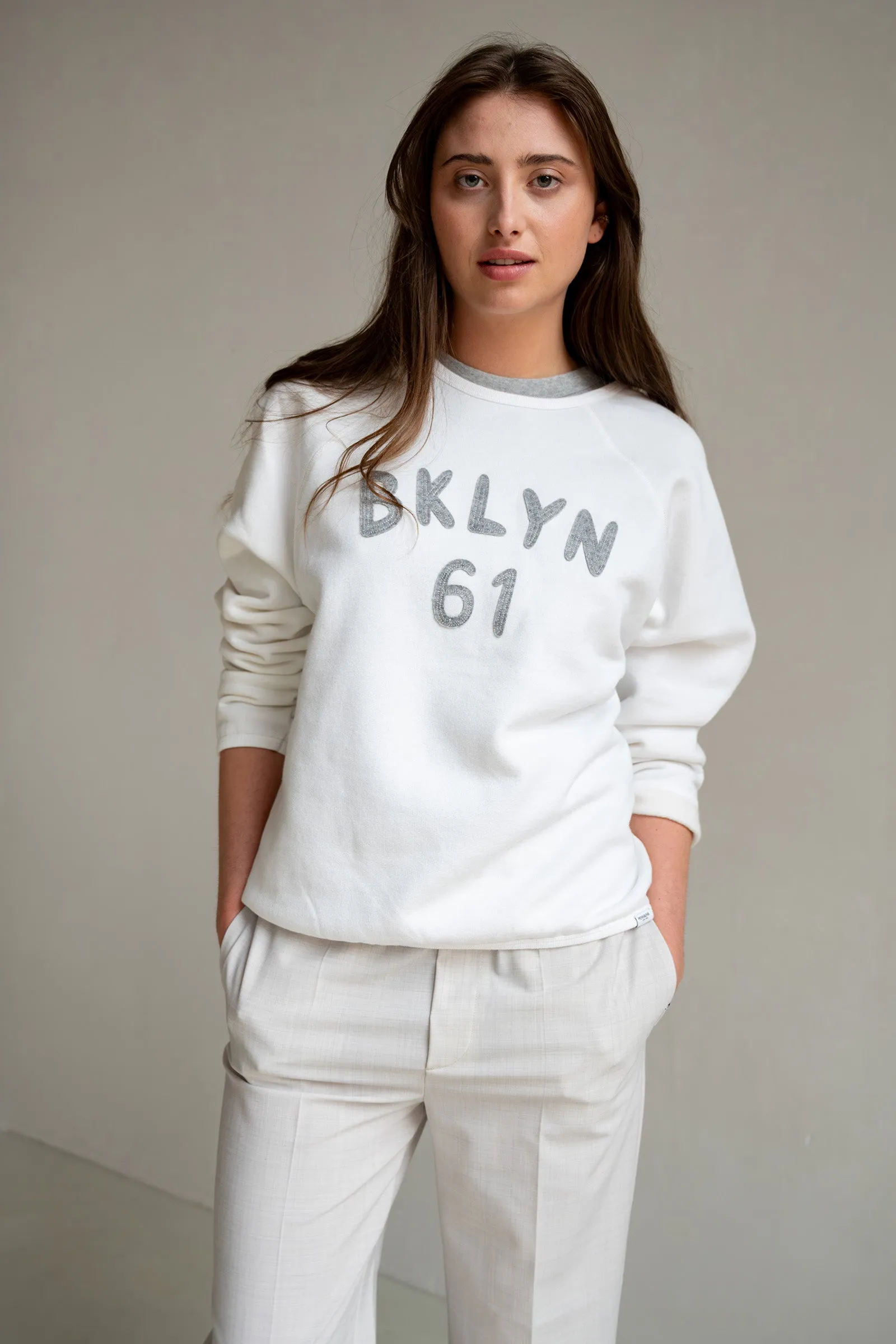 SWEATER PRINT (S25T1145) WHITE - GREY MELANGE