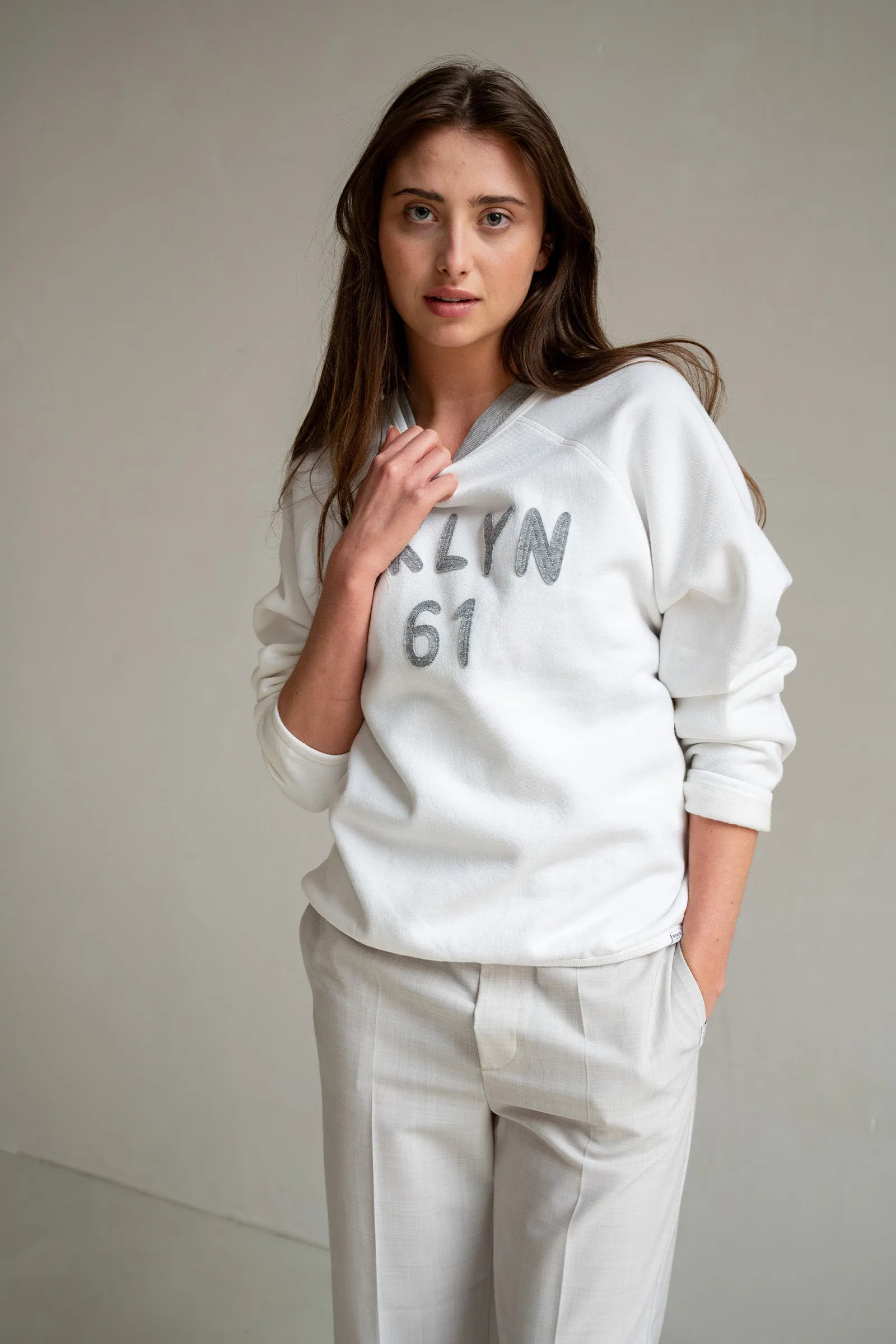 SWEATER PRINT (S25T1145) WHITE - GREY MELANGE