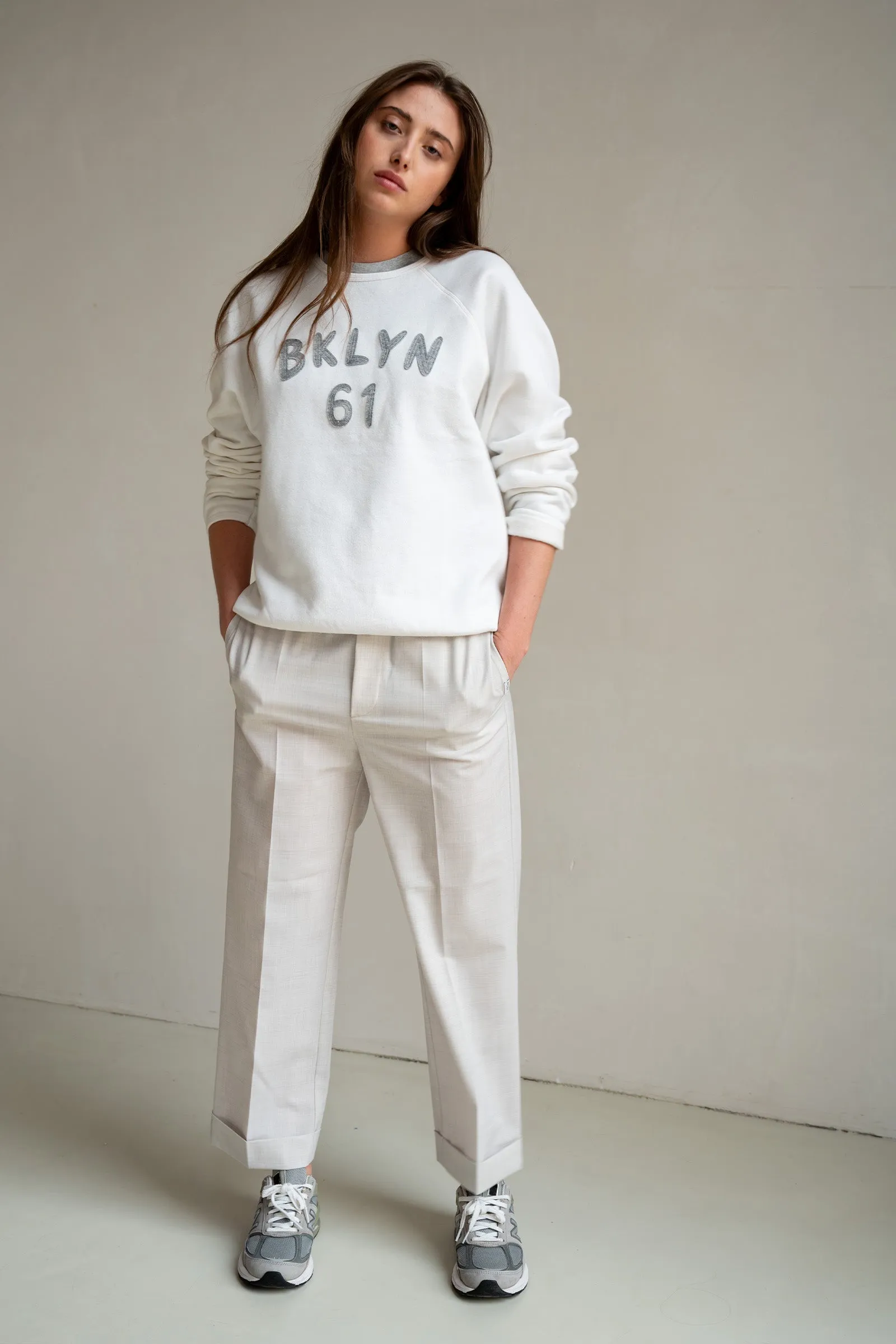 SWEATER PRINT (S25T1145) WHITE - GREY MELANGE