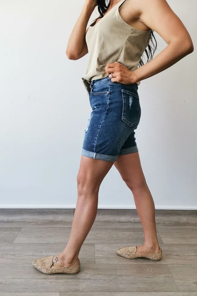 Wakee Denim Jess Long Shorts Blue