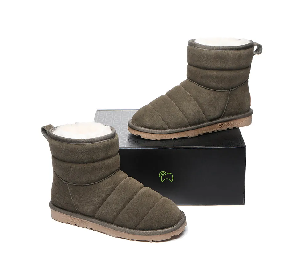 Women Mini Sheepskin Wool Boots Puffer