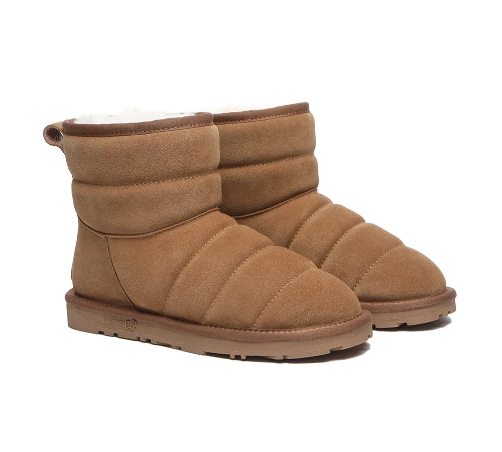 Women Mini Sheepskin Wool Boots Puffer