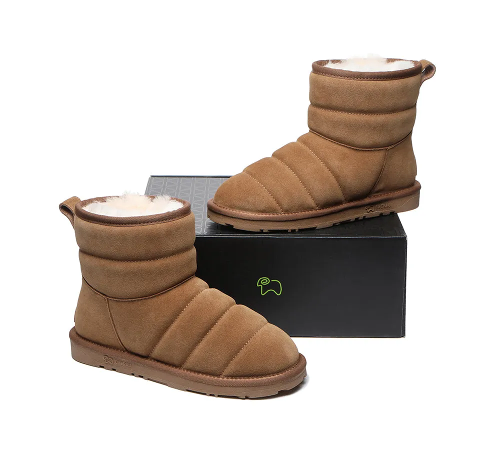 Women Mini Sheepskin Wool Boots Puffer