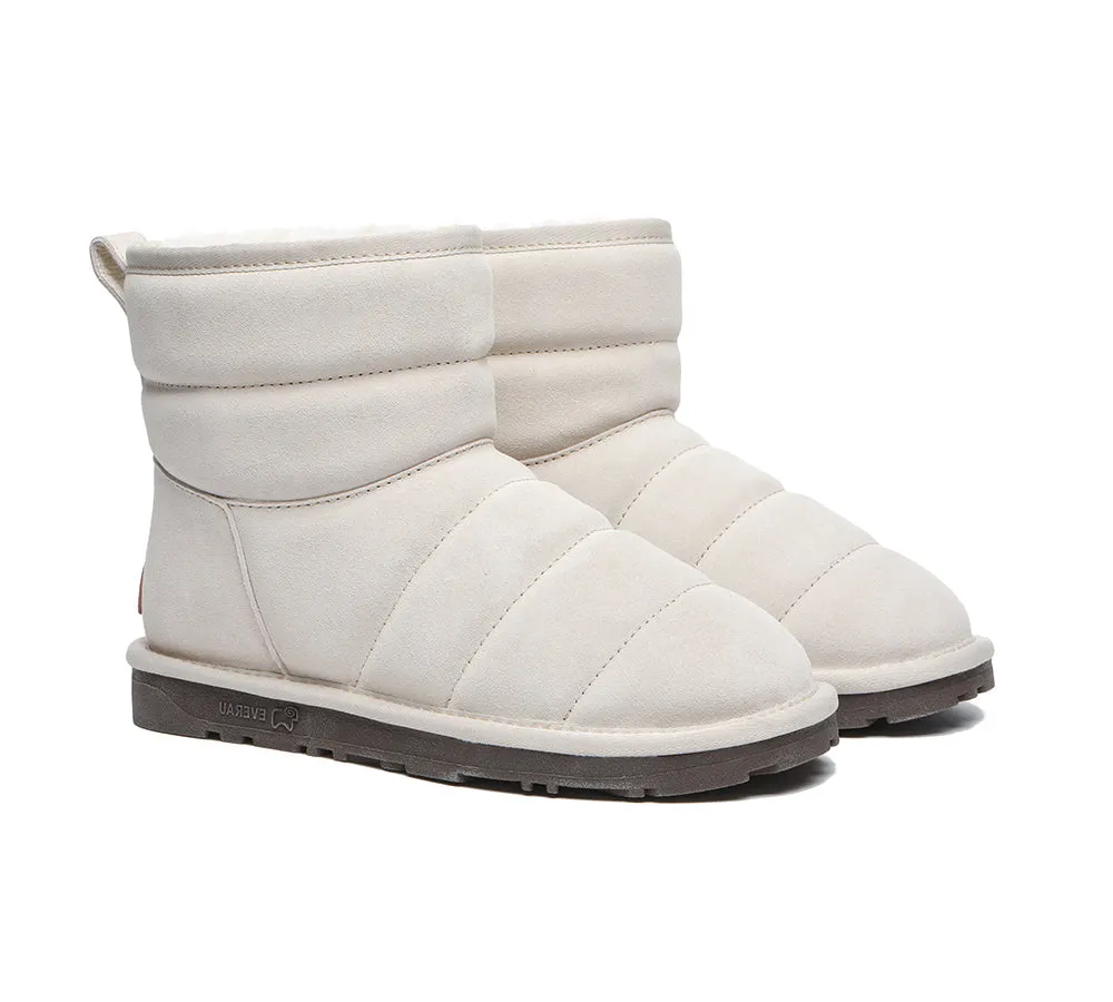 Women Mini Sheepskin Wool Boots Puffer