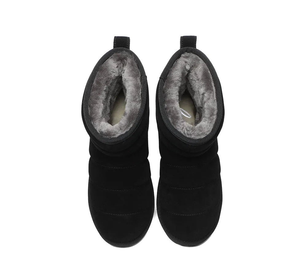 Women Mini Sheepskin Wool Boots Puffer
