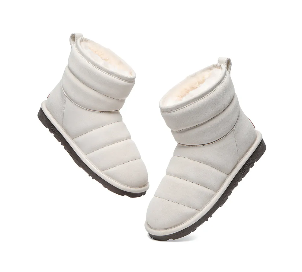 Women Mini Sheepskin Wool Boots Puffer