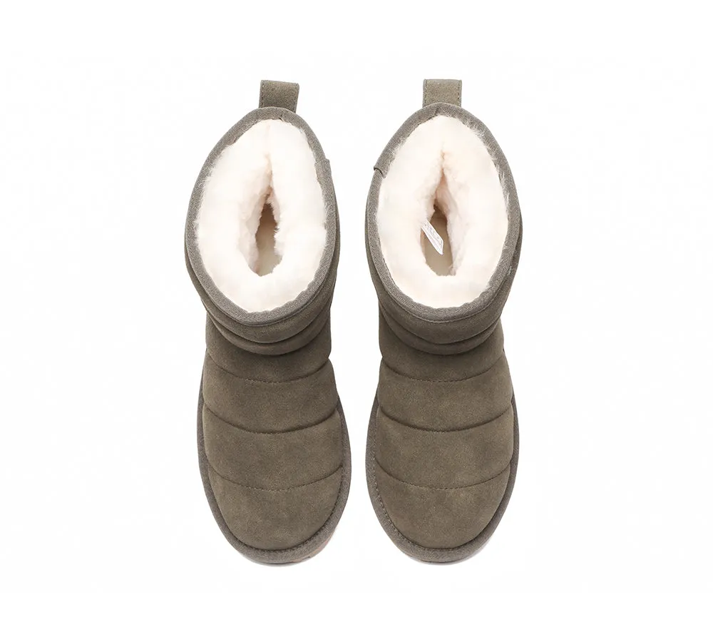 Women Mini Sheepskin Wool Boots Puffer