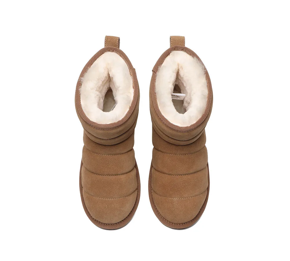 Women Mini Sheepskin Wool Boots Puffer