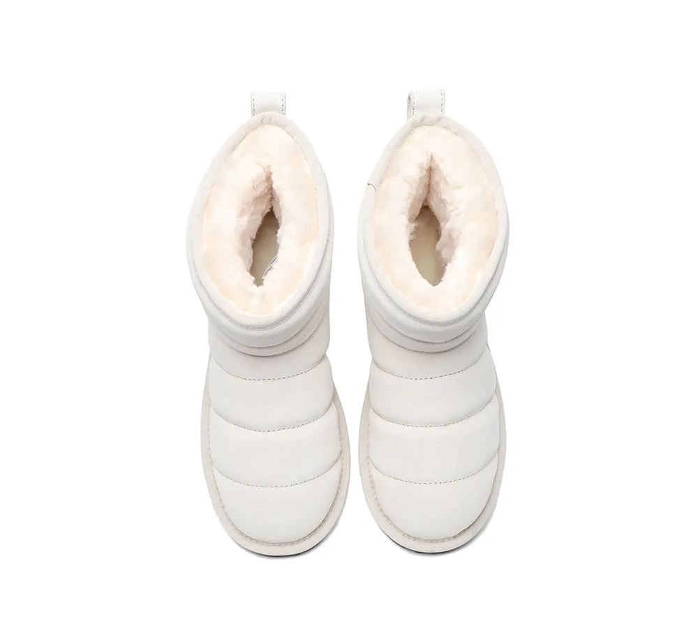 Women Mini Sheepskin Wool Boots Puffer