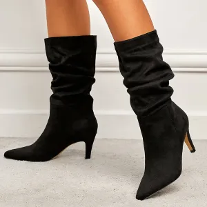 Women's Suede Pointed Toe Stiletto Boots