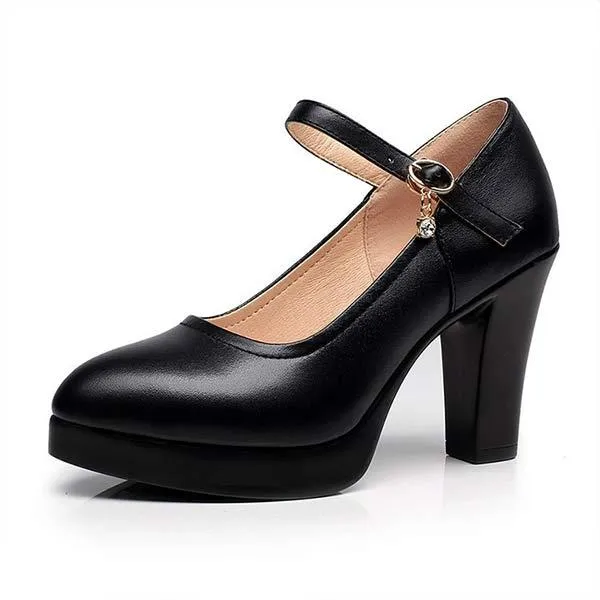 Women's Vintage Chunky Heel Mary Jane Pumps 92918488C