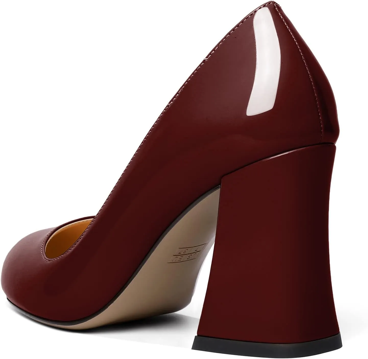 Zamikoo Women Chunky Heel Pumps Block High Heel Slip On Closed Round Toe Dress Pumps for Work Casual Daily Life Party Dress