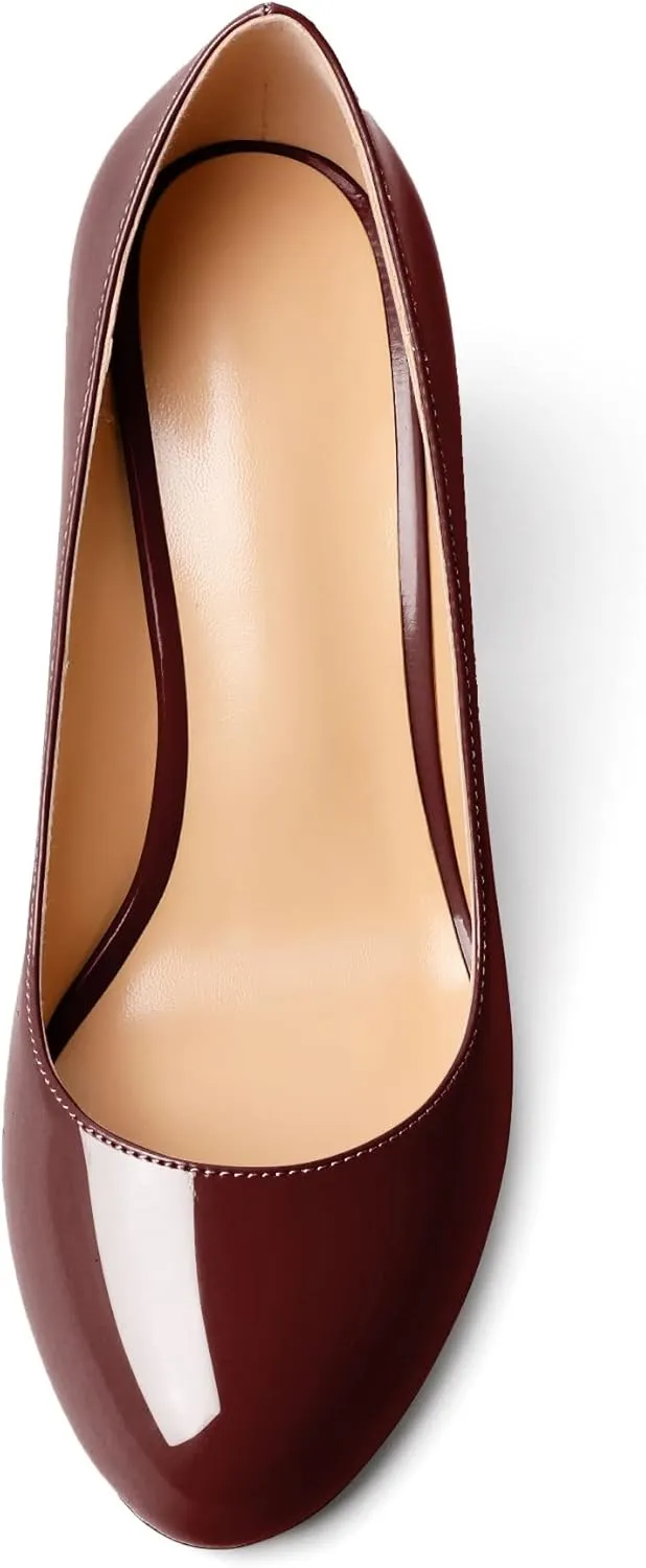 Zamikoo Women Chunky Heel Pumps Block High Heel Slip On Closed Round Toe Dress Pumps for Work Casual Daily Life Party Dress